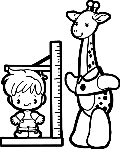 身長を測る男児 カラー 白黒 保育園 幼稚園のおたよりフリー素材 いらすとびより