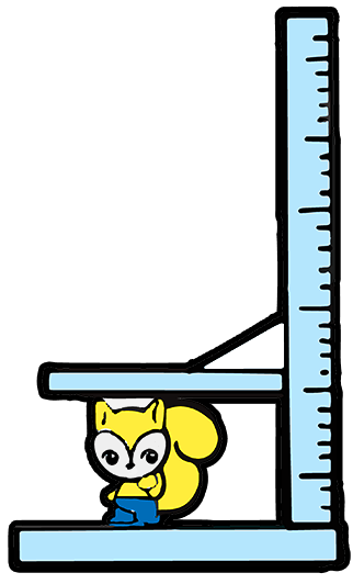 身体計測で身長を測るリス　カラー
