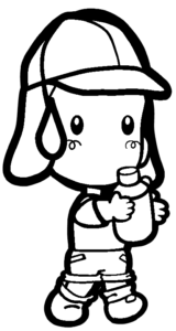 水筒で水を飲む男の子のイラスト