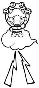雷様のイラスト白黒