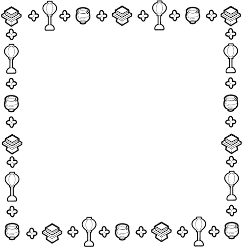 ひなまつりの囲み素材（白黒）